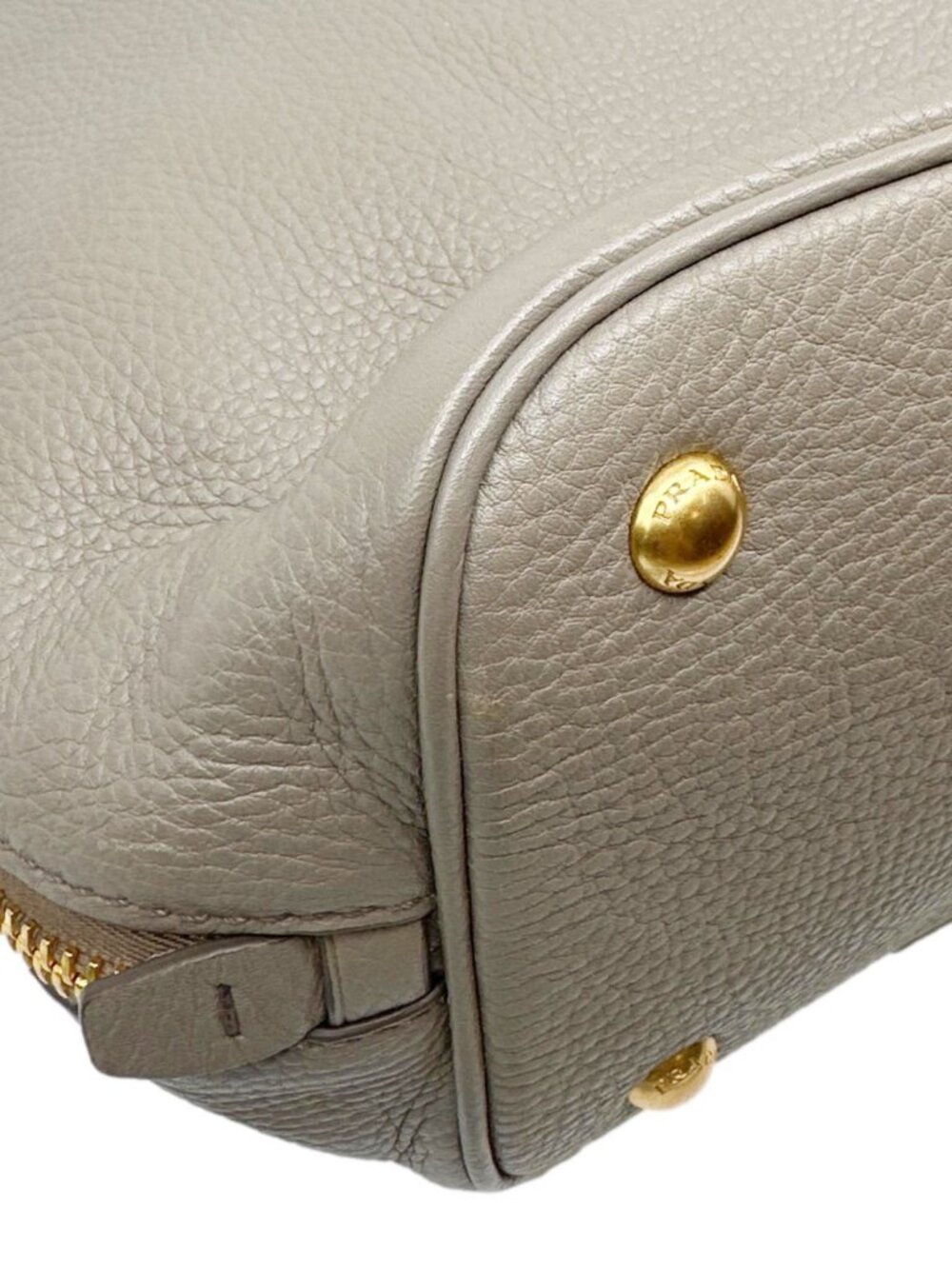 Prada Vitello Daino Side Zip Large Leather Shopper Tote Bag Beige - Picture 9 of 11